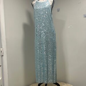 Zara Light Blue Sequin Maxi Dress